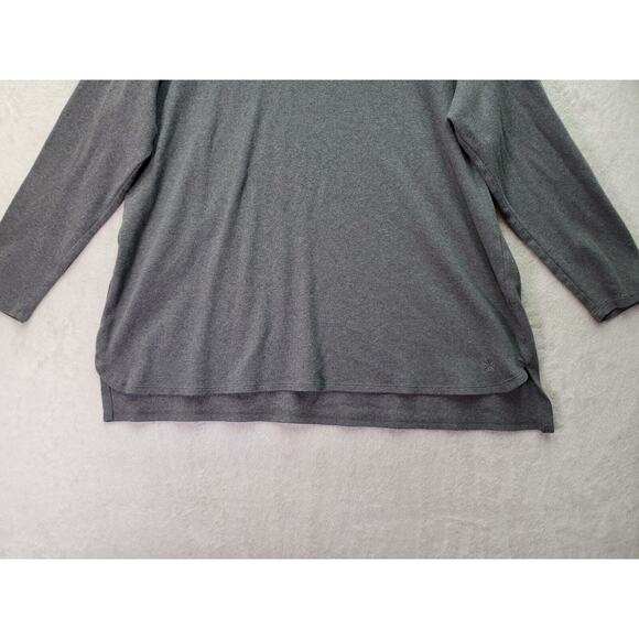 Isaac Mizrahi Live! Top Womens 2X Gray Knit Long Sleeve Turtleneck High Low Slit - Picture 3 of 8